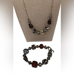 safari sterling silver glass bead necklace & bracelet outlaw handcrafted beads